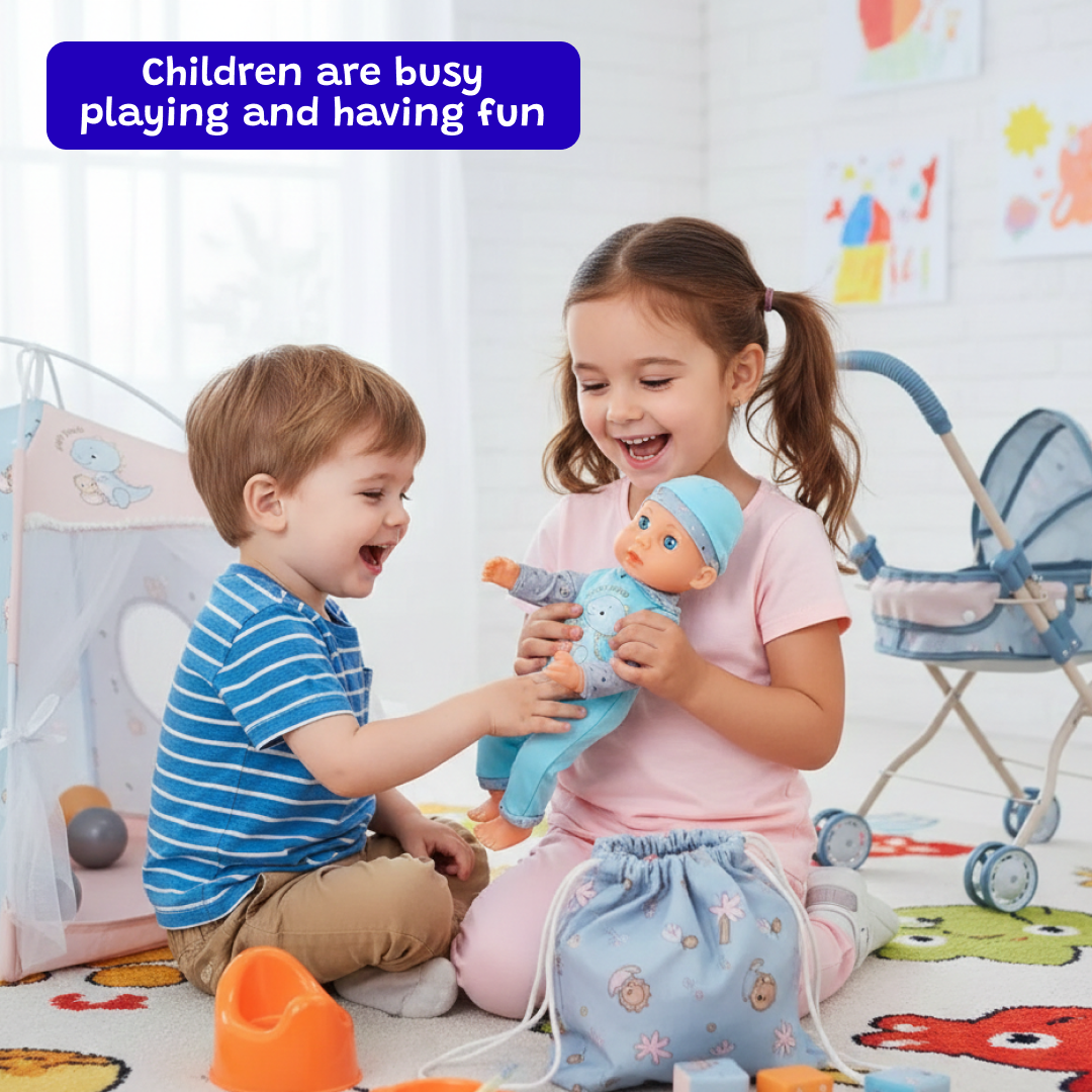 Blue Doll Care Nursery Set | Complete Role-Play Baby Doll Kit