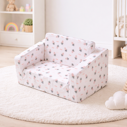Foldable Kids Armchair | Toddler Sofa with Strawberry Print