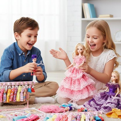 Fashion Doll Gift Set | 24 Dresses and Elegant Accessories