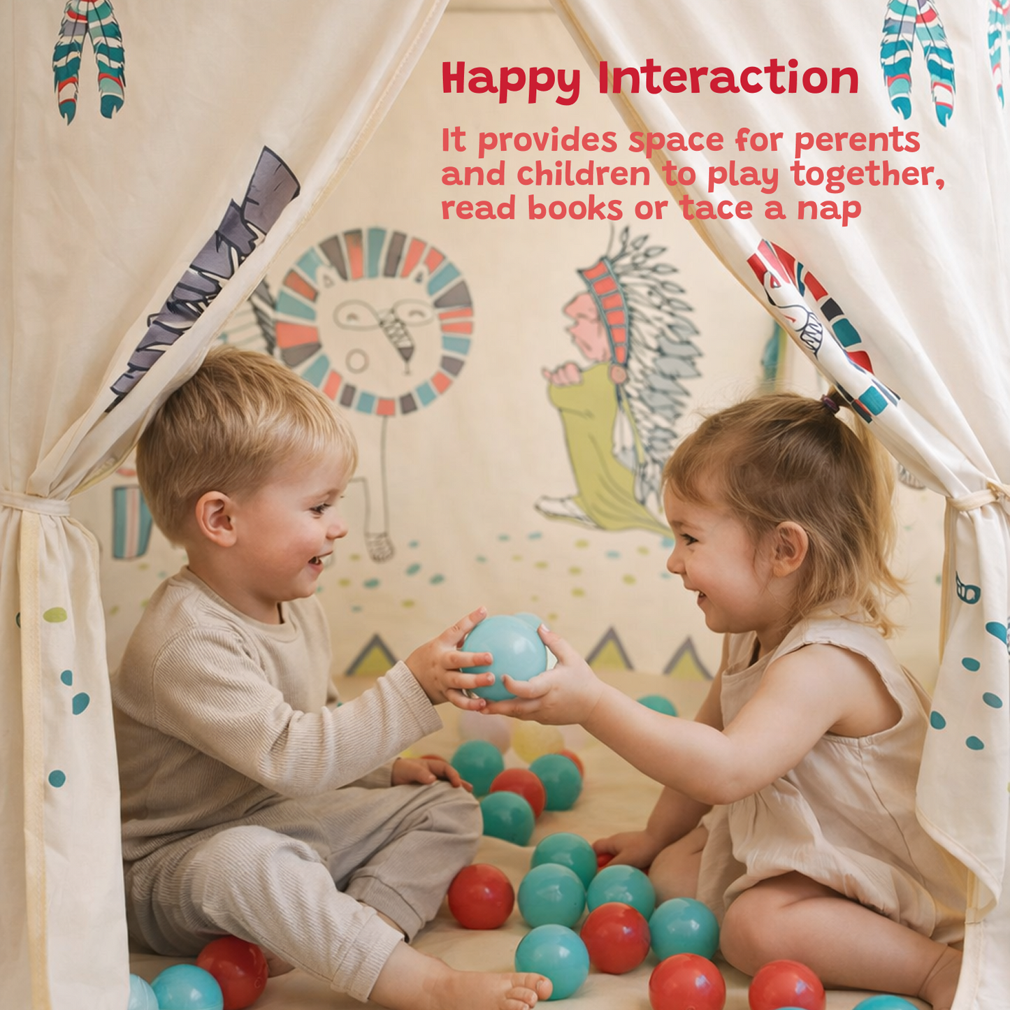 Kids Teepee Tent | Cozy Tribal Style Indoor Playhouse