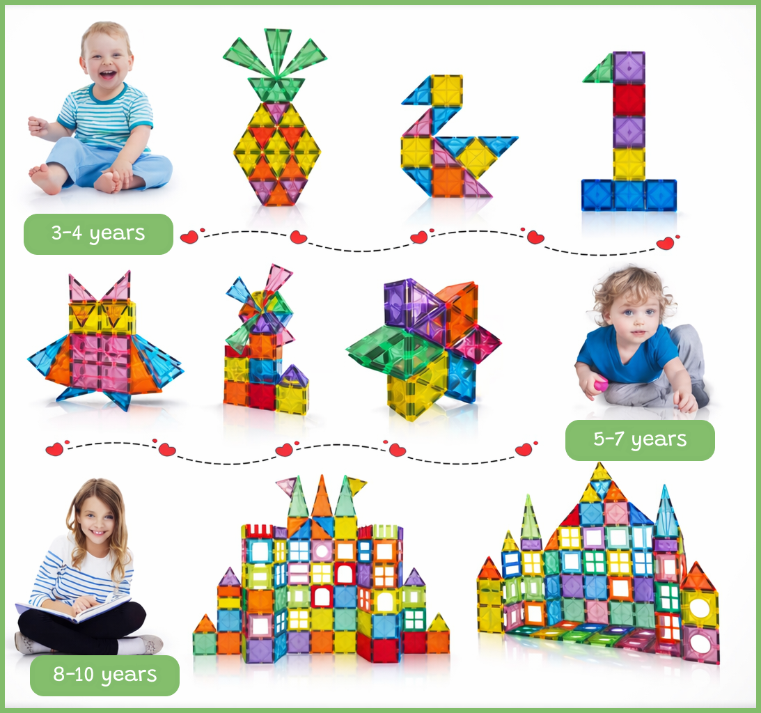 Magnetic Building Tiles Set | Educational STEM Blocks (100 PCS)