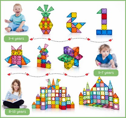 Magnetic Building Tiles Set | Educational STEM Blocks (100 PCS)