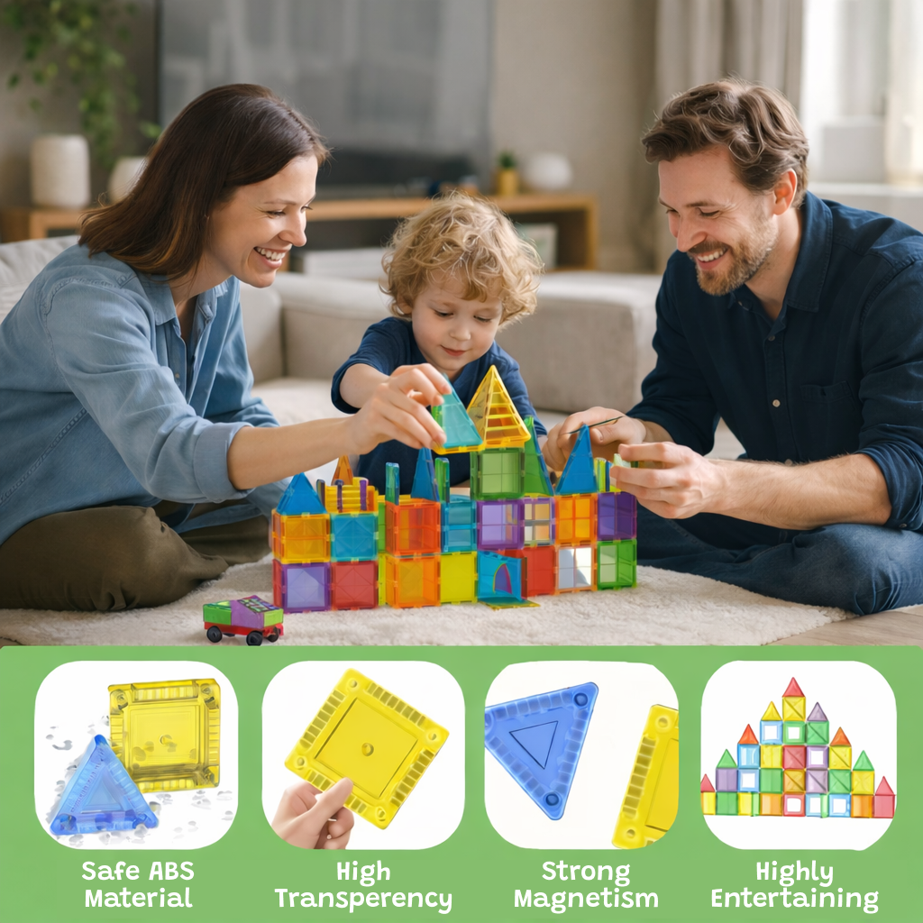 Magnetic Building Tiles Set | Educational STEM Blocks (100 PCS)