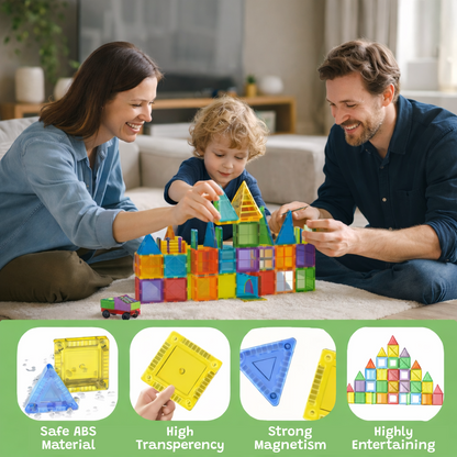 Magnetic Building Tiles Set | Educational STEM Blocks (100 PCS)