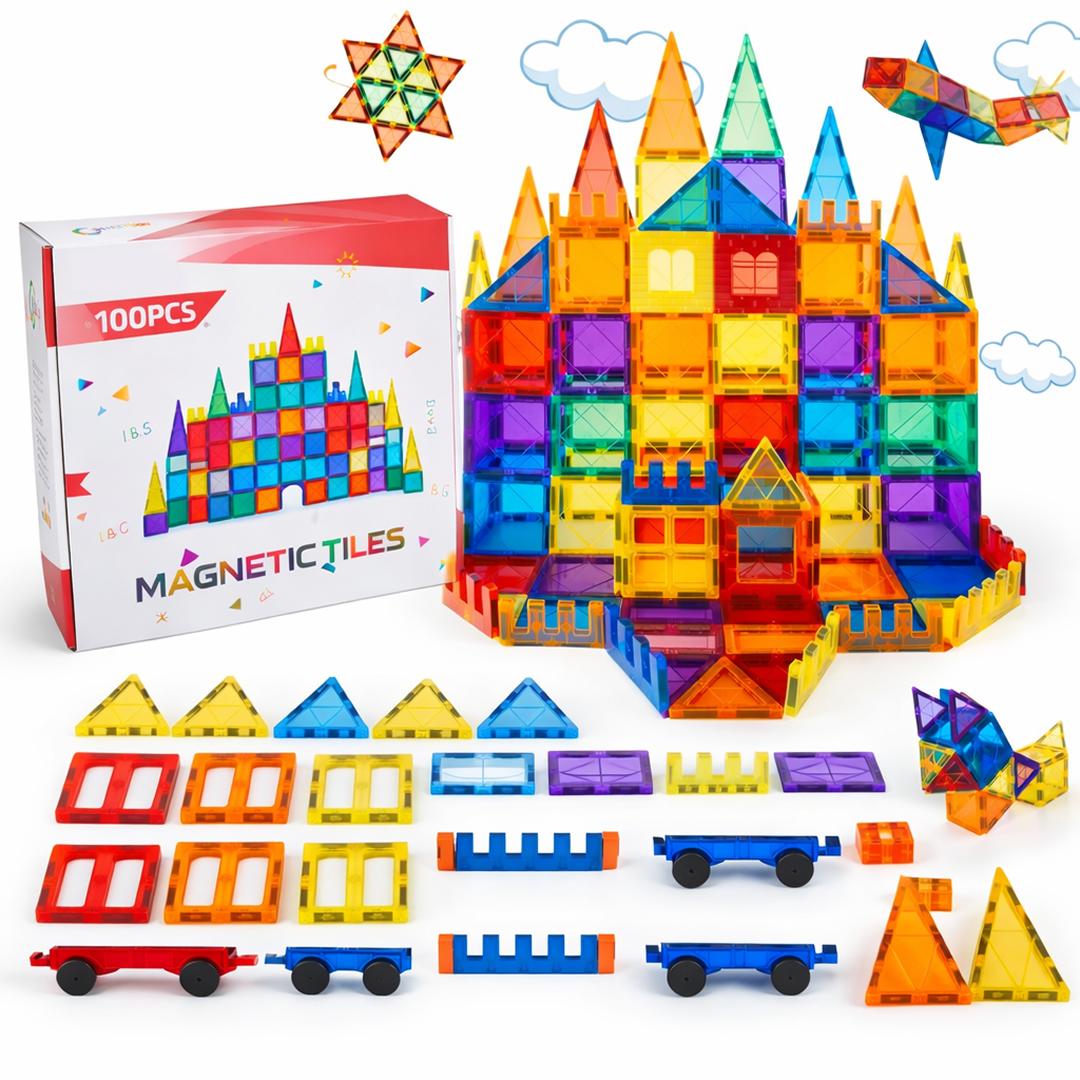 Magnetic Building Tiles Set | Educational STEM Blocks (100 PCS)
