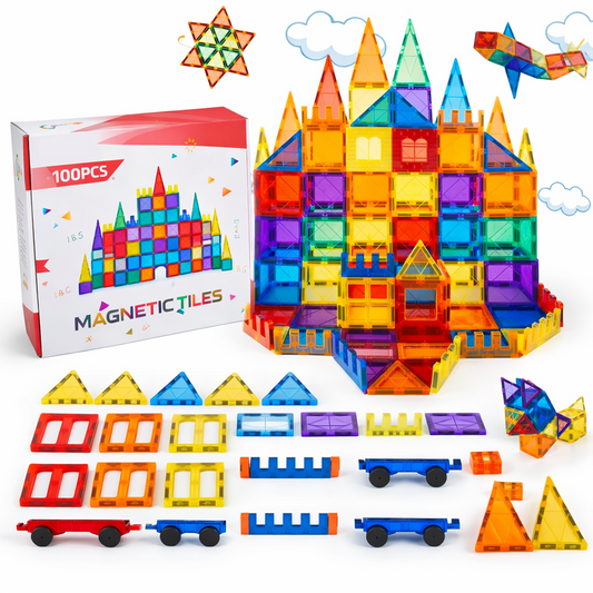 Magnetic Building Tiles Set | Educational STEM Blocks (100 PCS)