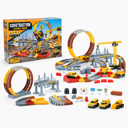 Race Track Playground Set | Construction Site with Toy Crane (144 PCS)