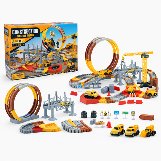 Race Track Playground Set | Construction Site with Toy Crane (144 PCS)