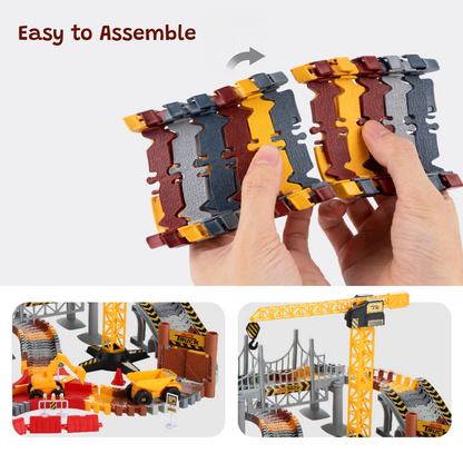 Race Track Playground Set | Construction Site with Toy Crane (144 PCS)