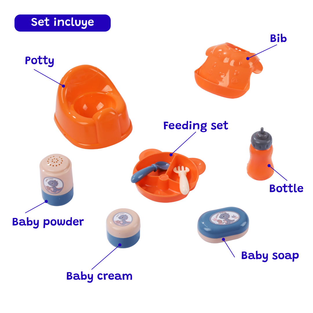 Blue Doll Care Nursery Set | Complete Role-Play Baby Doll Kit