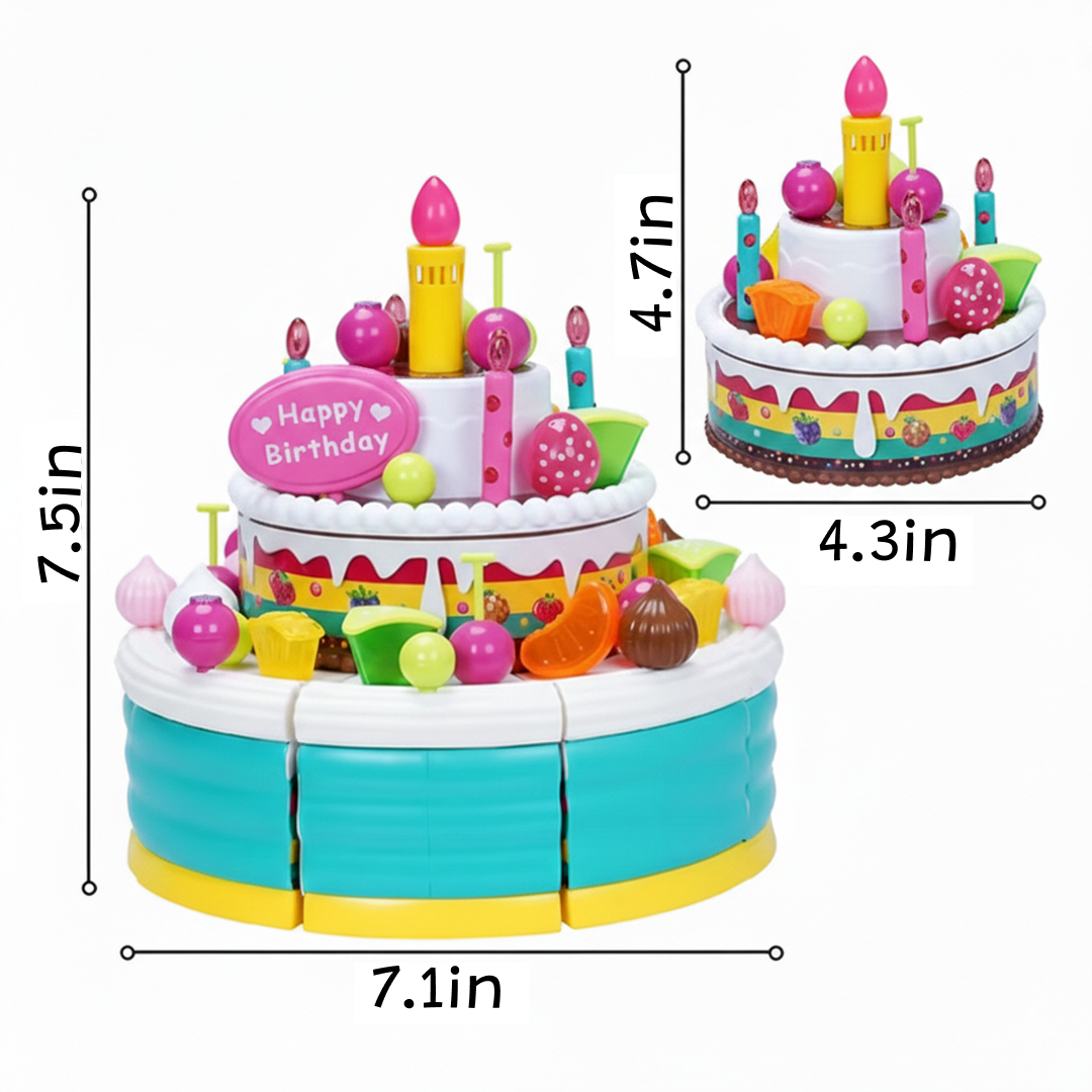 Set of 2 Birthday Cake Toys | Light & Music Interactive Play Food