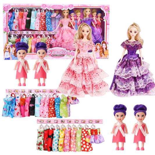 Fashion Doll Gift Set | 24 Dresses and Elegant Accessories