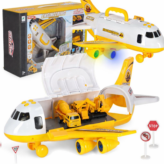 Easter Gift Toy Airplane Playset | Transport Cargo Plane with 3 Metal Cars