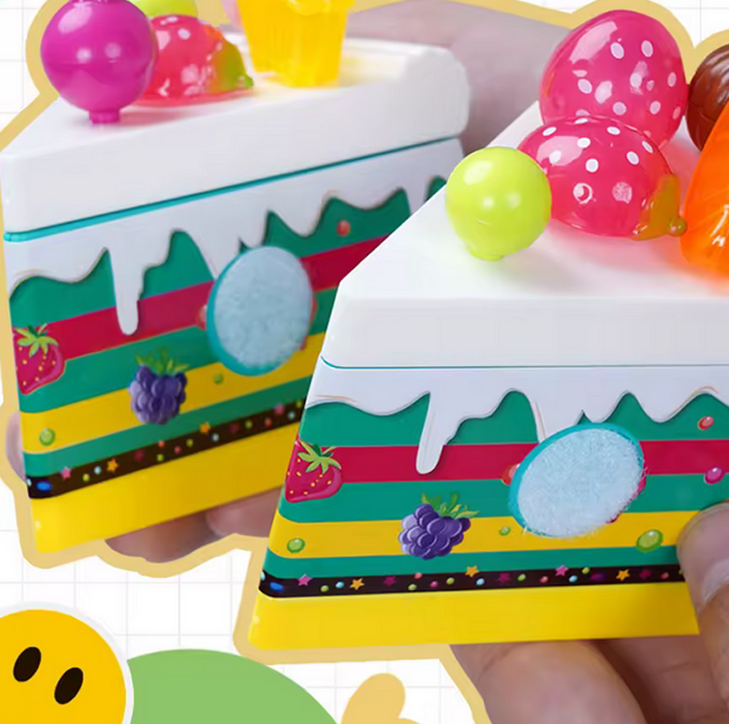 Set of 2 Birthday Cake Toys | Light & Music Interactive Play Food